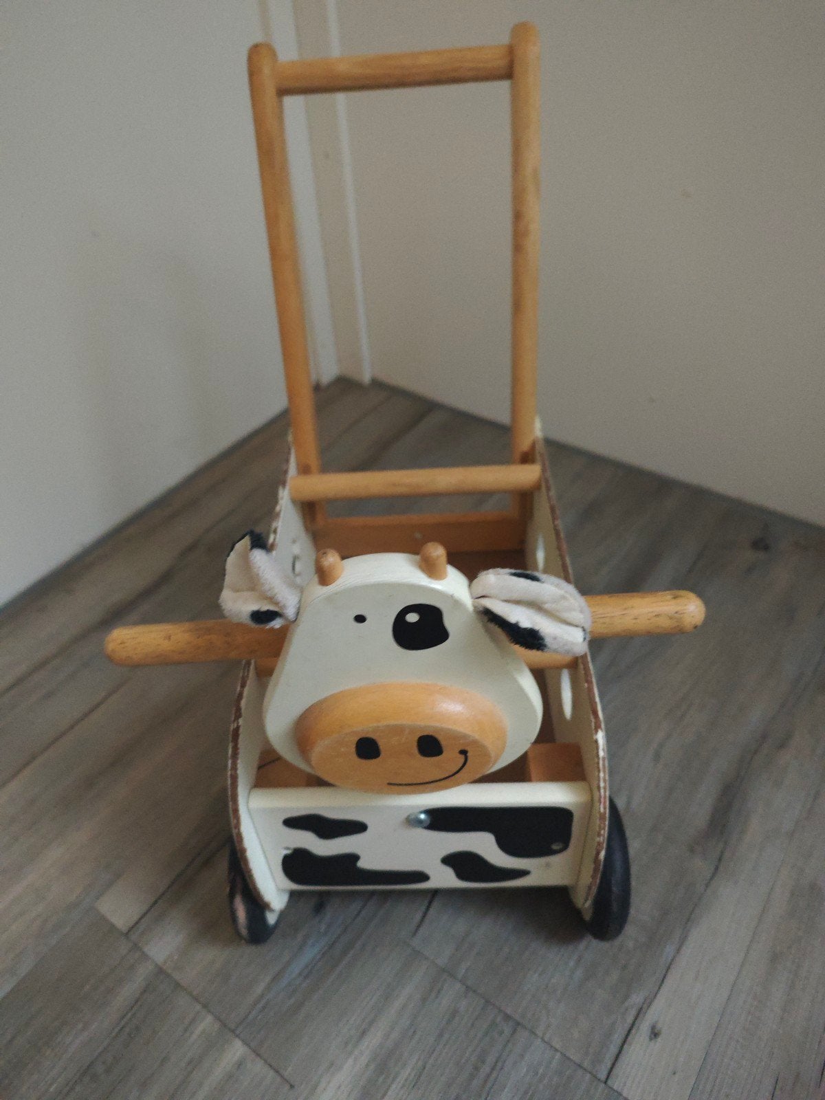 Houten loopwagen koe - Duwvoertuig voor baby's, Kinderen en Baby's, Ophalen, Gebruikt, Duwvoertuig