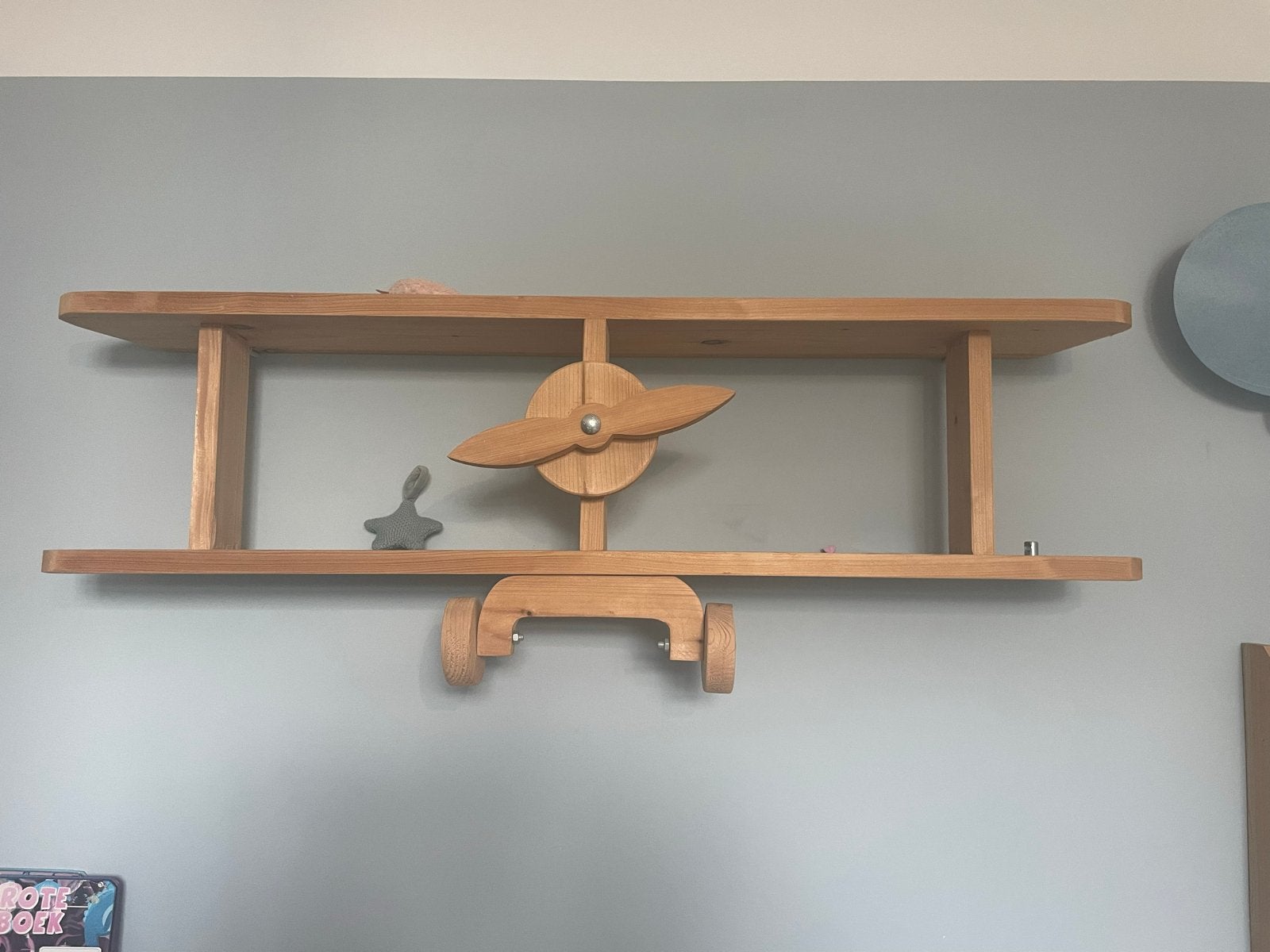 Houten vliegtuig wandplank voor kinderkamer, Ophalen, Gebruikt, Overige merken, Bruin