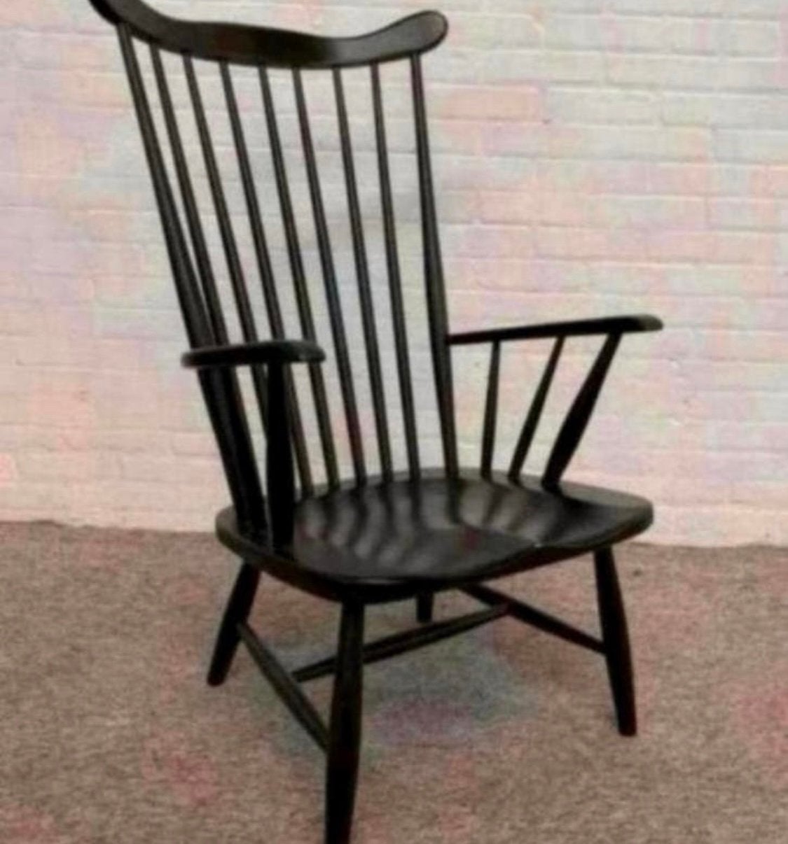 Fauteuil mooie zwarte spijlen fauteuil Pastoe jaren 60., Verzenden