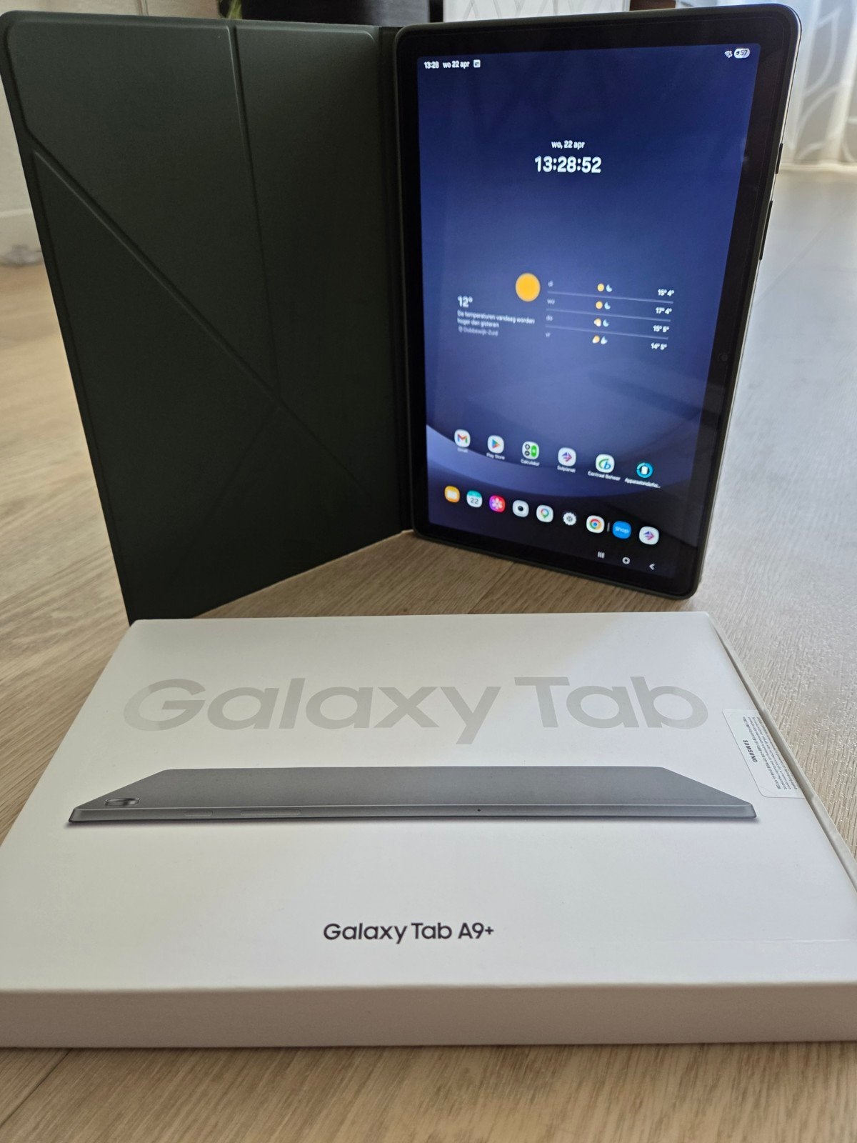 Samsung Galaxy Tab A9+ 128GB/8GB Grijs+Bookcover-NIEUWSTAAT!, Computers en Software, Windows Tablets, Ophalen, Galaxy Tab A9+