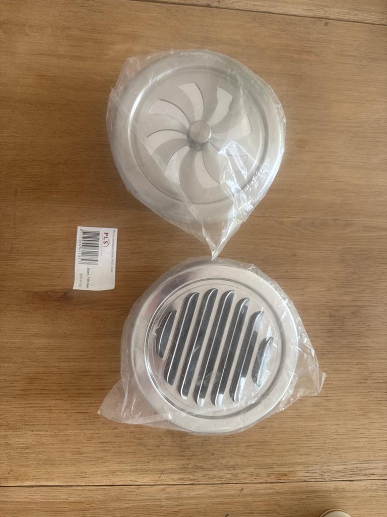 Rond ventilatierooster RVS/Inox - 100 mm, Ophalen of Verzenden, Nieuw, Ventilator