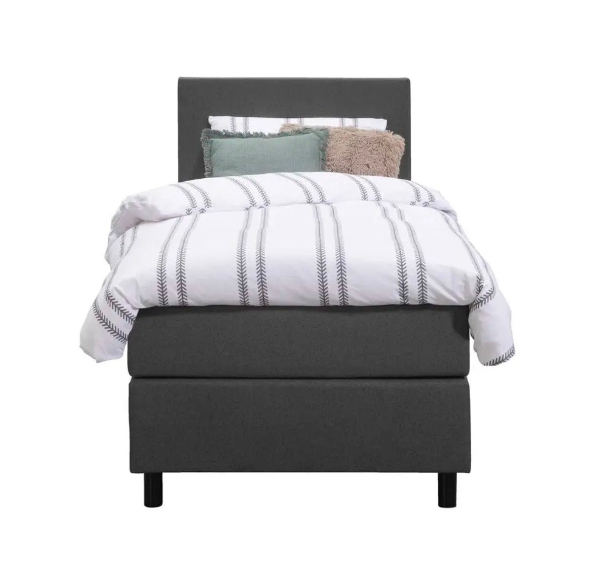 Nieuwe eenpersoons boxspring Liv Egaal 90x200 cm antraciet, Ophalen, 90 cm, Nieuw, 200 cm