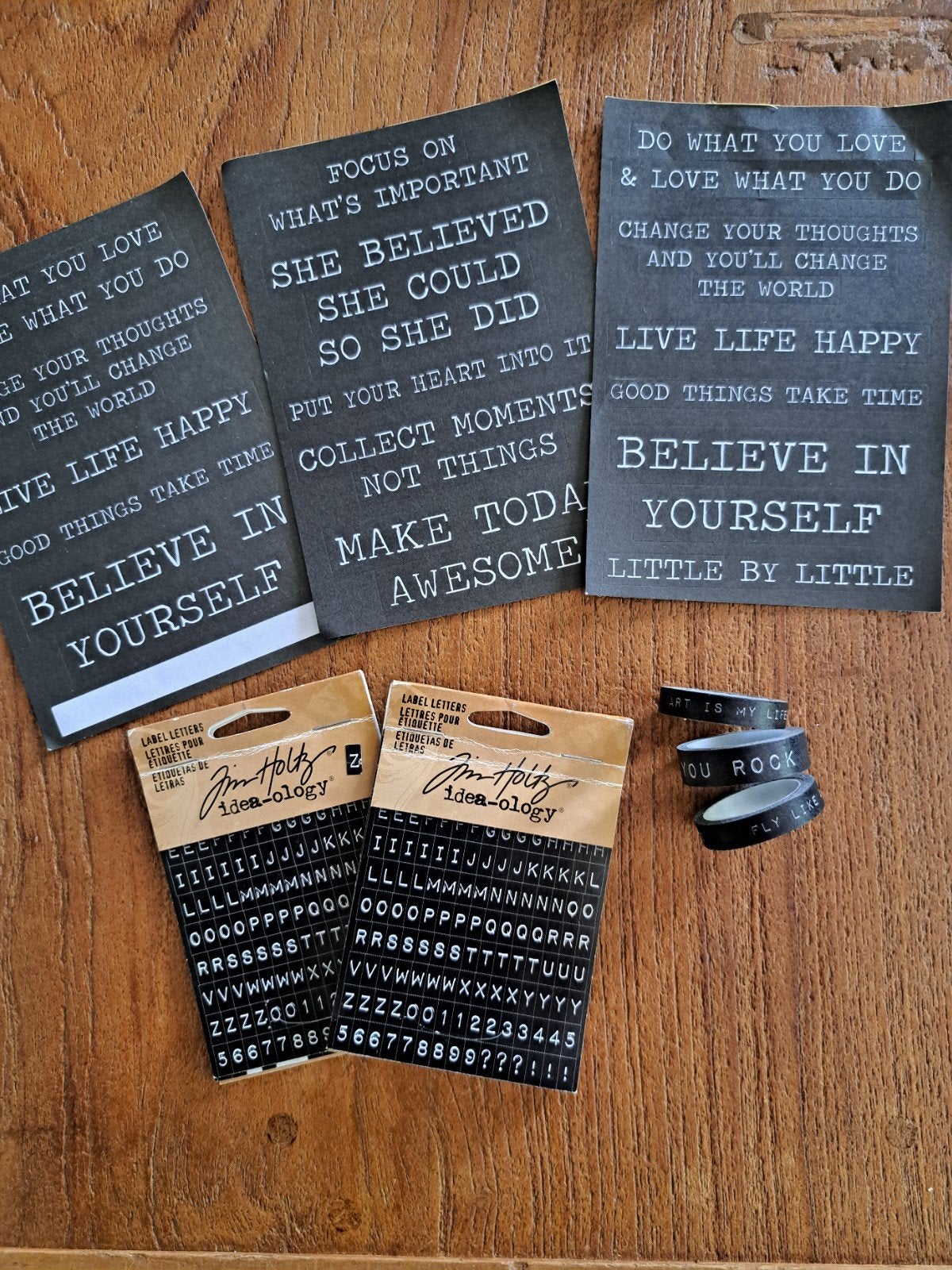 TIM HOLTZ JOURNALING SETJE STICKERS LETTERS WASHI TAPE, Ophalen of Verzenden, Zo goed als nieuw, Versiering of Embellishment
