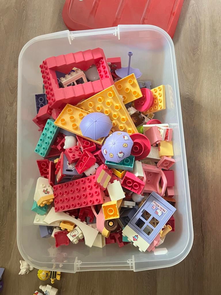 Grote krat Hello Kitty Duplo, Ophalen, Gebruikt, Losse stenen, Duplo