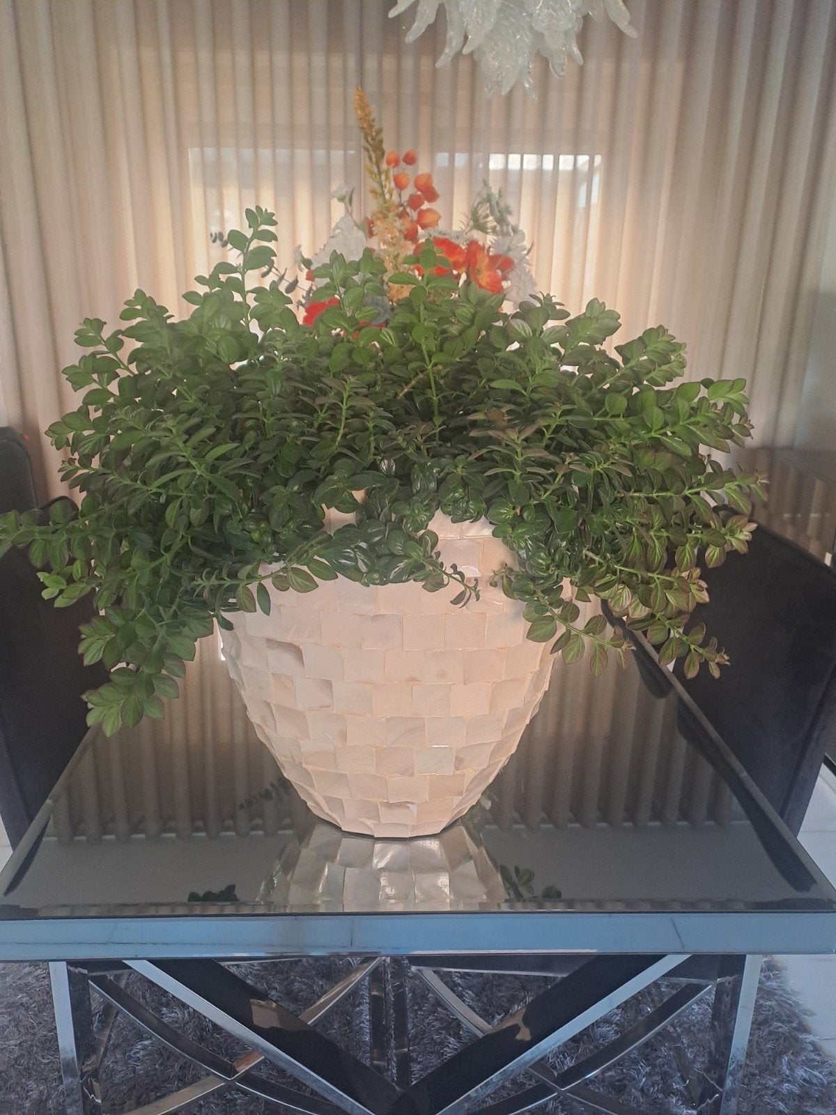 Schelpenvaas Eric Kuster stijl 45 cm hoog, Ophalen, Met patroon/structuur, Beige, Natuurlijk materiaal