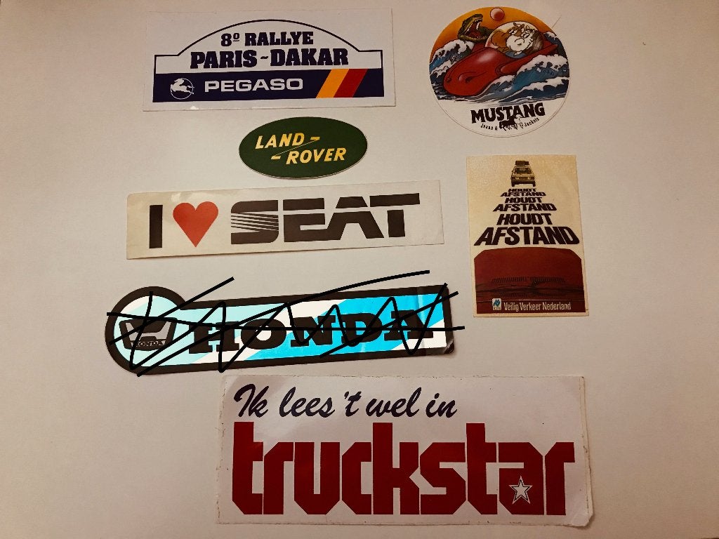 Diverse autostickers: Paris-Dakar, Land Rover, Honda, SEAT, Verzamelen, Ophalen of Verzenden, Nieuw, Auto of Motor
