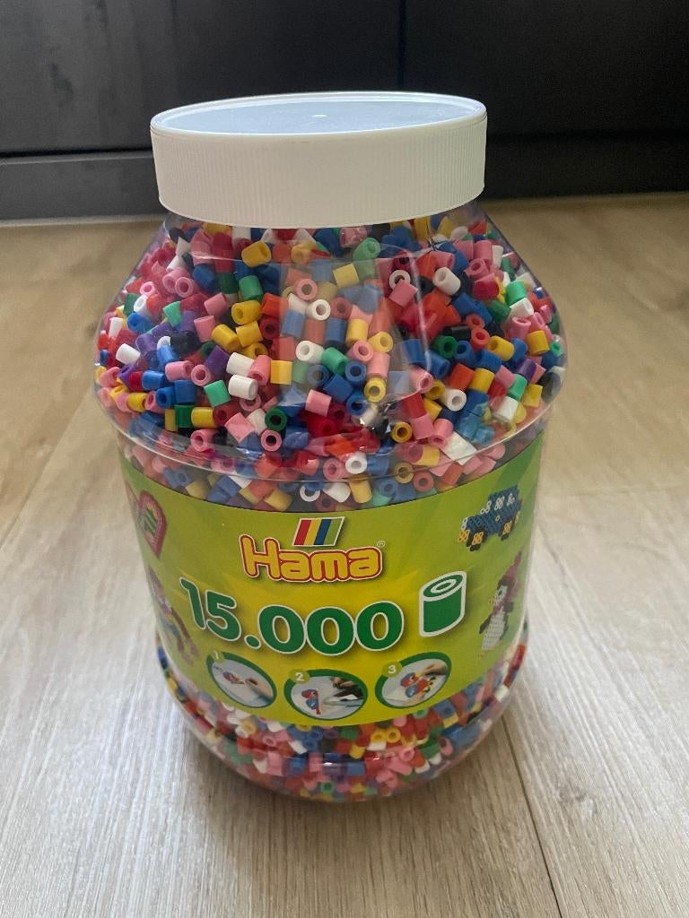 Groot Hama strijkkralen pakket; kralen, platen en boekje, Gebruikt, Overige thema's, Overige typen, Meerkleurig
