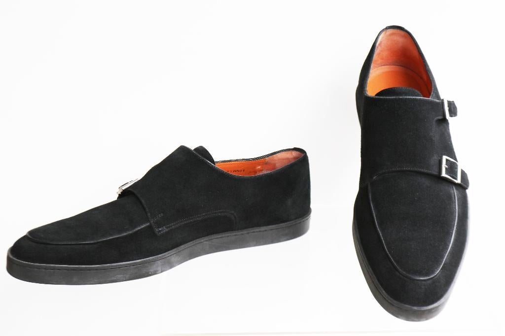 Eigenlijk nieuw: Santoni dubbele monk in maat 11 = maat 45, Zwart, Ophalen of Verzenden, Santoni, Gespschoenen