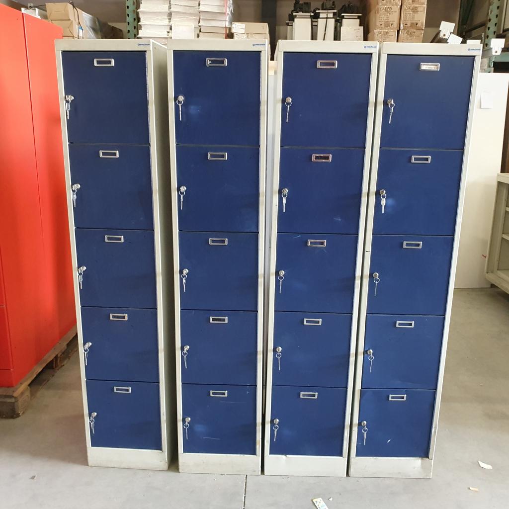 5-deurs Overtoom lockerkast - 185x37x50 cm, Niet ingevuld, Gebruikt, Niet ingevuld, Niet ingevuld