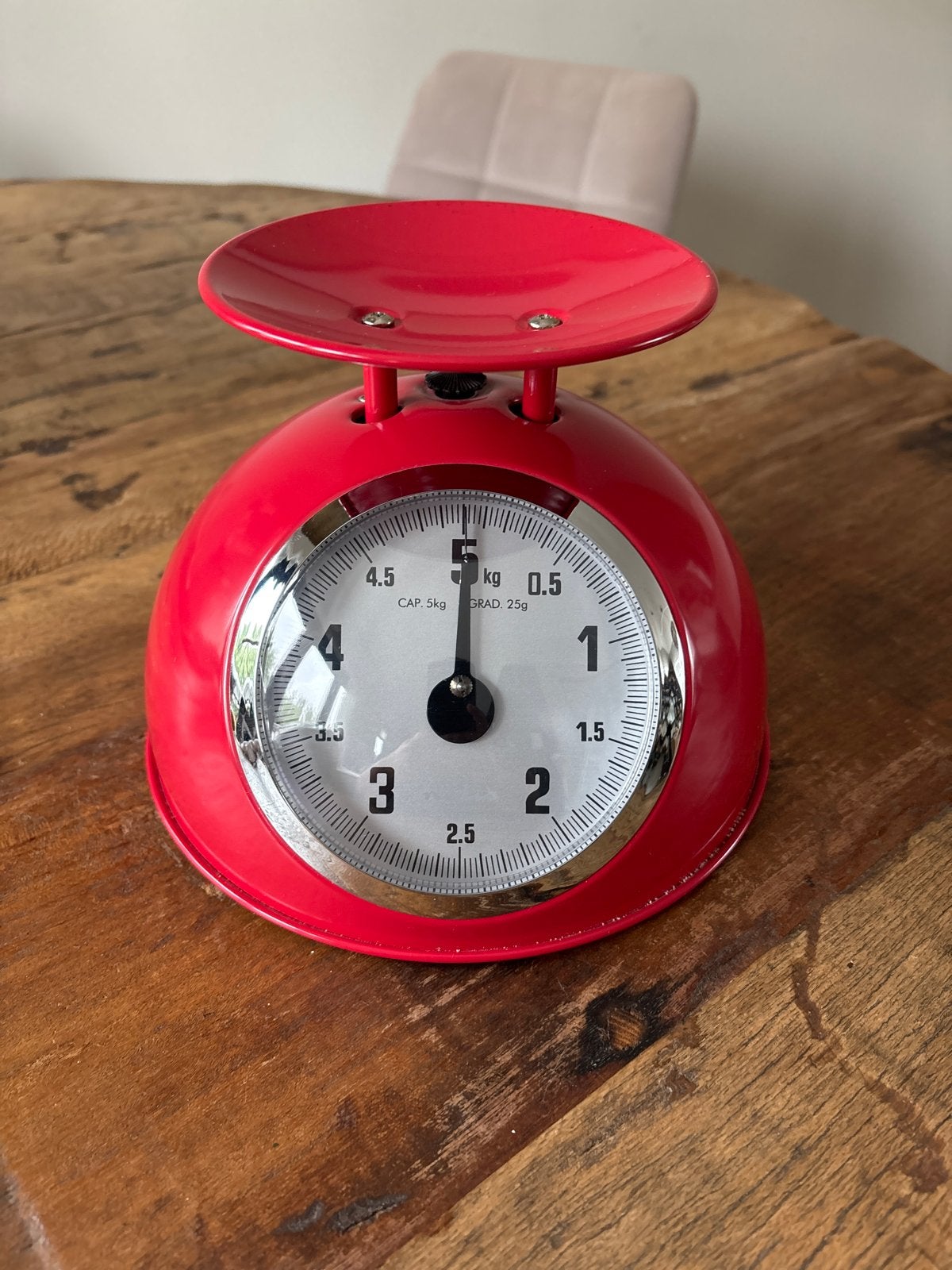 Nedis Retro Keukenweegschaal - Rood, tot 5 kg, Ophalen, Overige typen, Zo goed als nieuw, Metaal