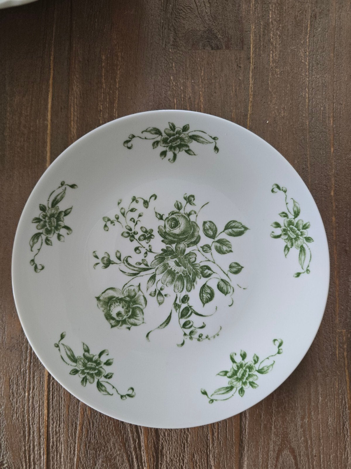 9 IR Porzellan gebaksbordjes, Made in Germany, groen bloem, Antiek en Kunst, Ophalen of Verzenden