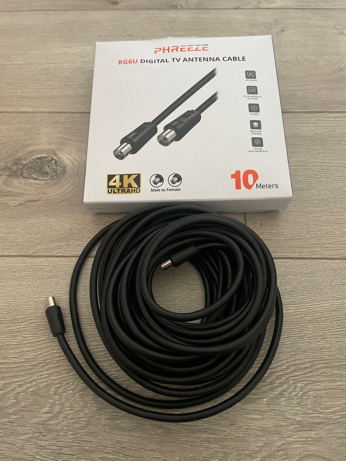 PHREEZE RG6U Digitale TV Antenne Kabel 10 Meter 4K UltraHD, Ophalen of Verzenden, Nieuw, 10 meter of meer, Tv-kabel