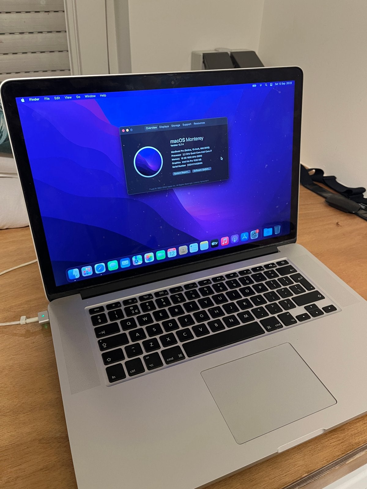 MacBook Pro Retina 15 inch Mid 2015 - macOS Monterey, Computers en Software, Gebruikt, 256 GB, 2 tot 3 Ghz, 16 GB