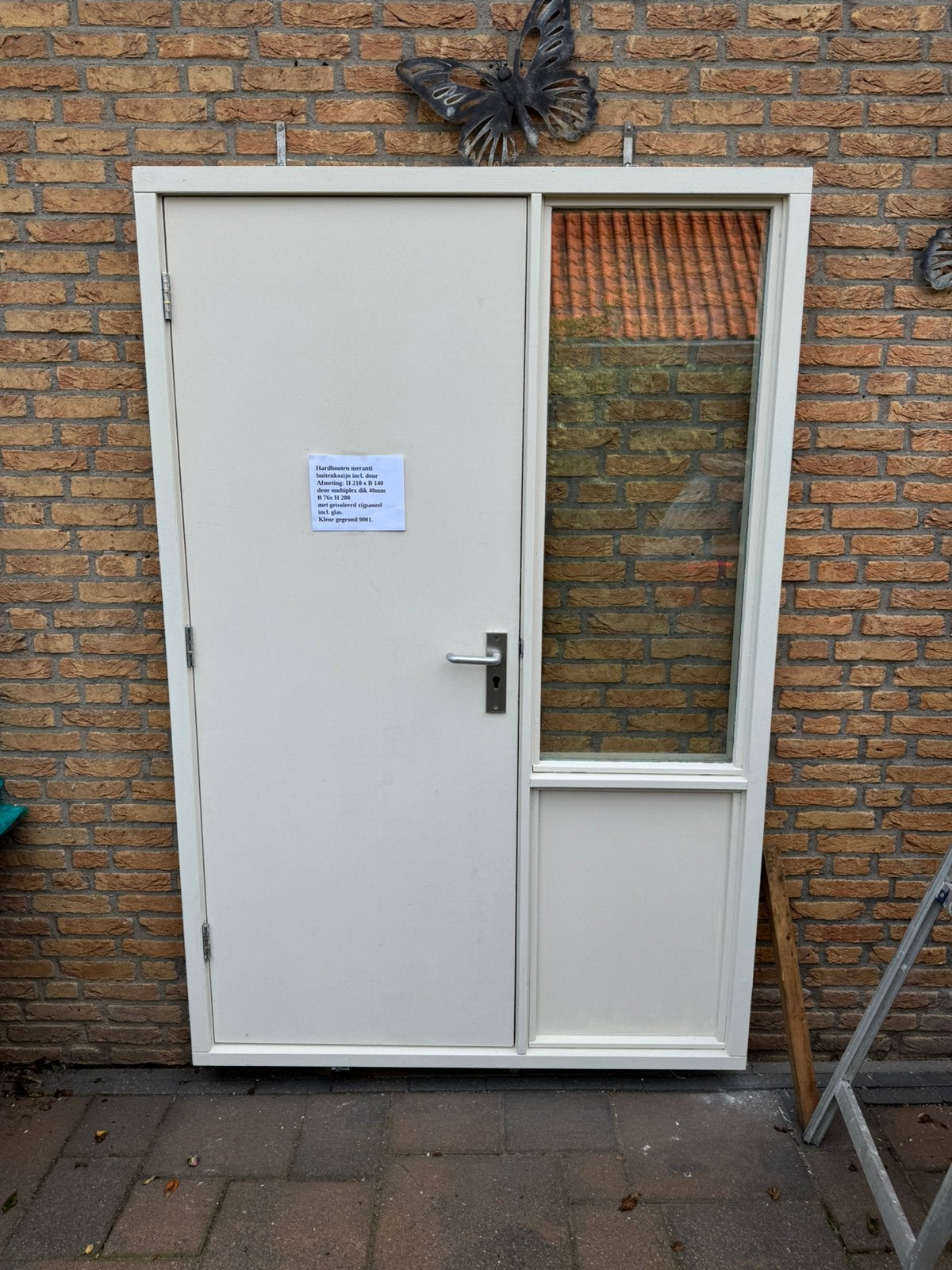 Hardhouten meranti buitenkozijn, icl deur., Gebruikt, Deurkozijn, Inclusief glas, Hout