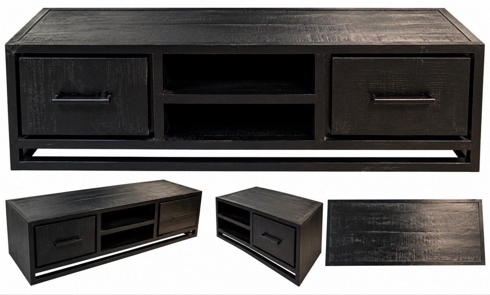 Zwart houten tv-meubel dressoir– hoogwaardige kwalitei, Ophalen, 25 tot 50 cm, 100 tot 150 cm, Minder dan 100 cm