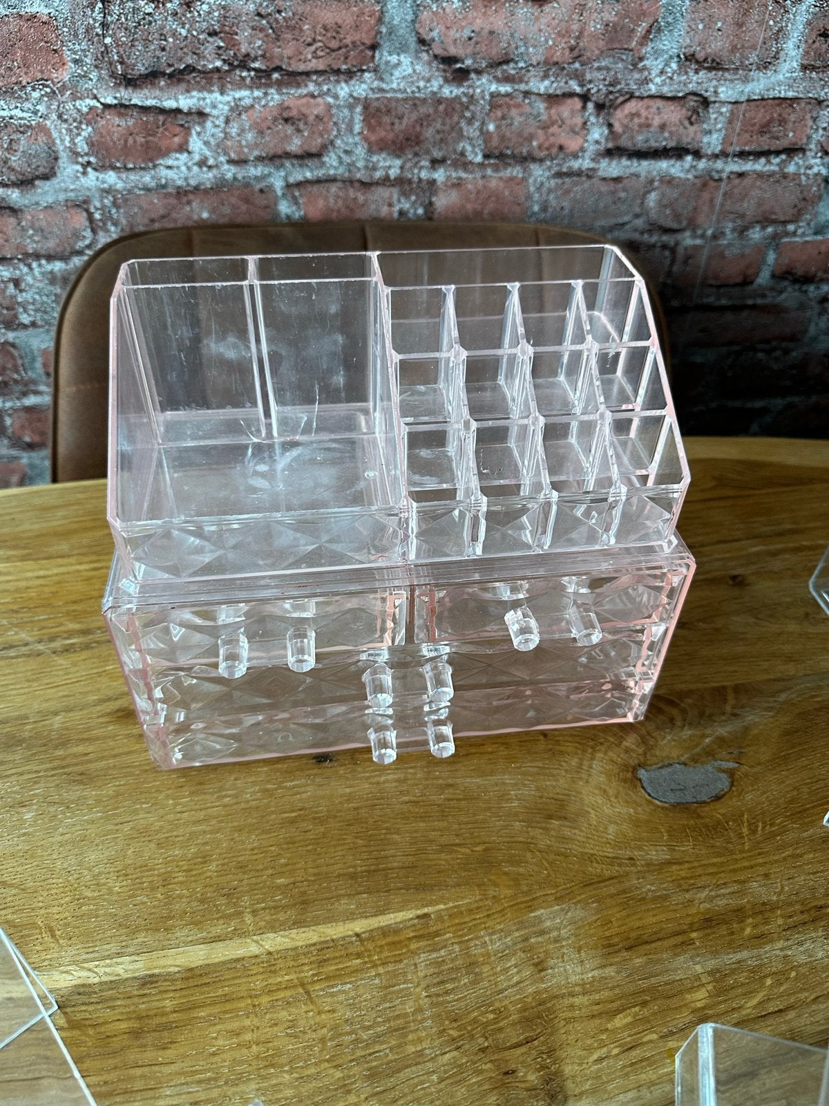 Make-up Organizer en Display Set - Roze en Transparant, Gehele gezicht, Ophalen of Verzenden, Zo goed als nieuw, Roze
