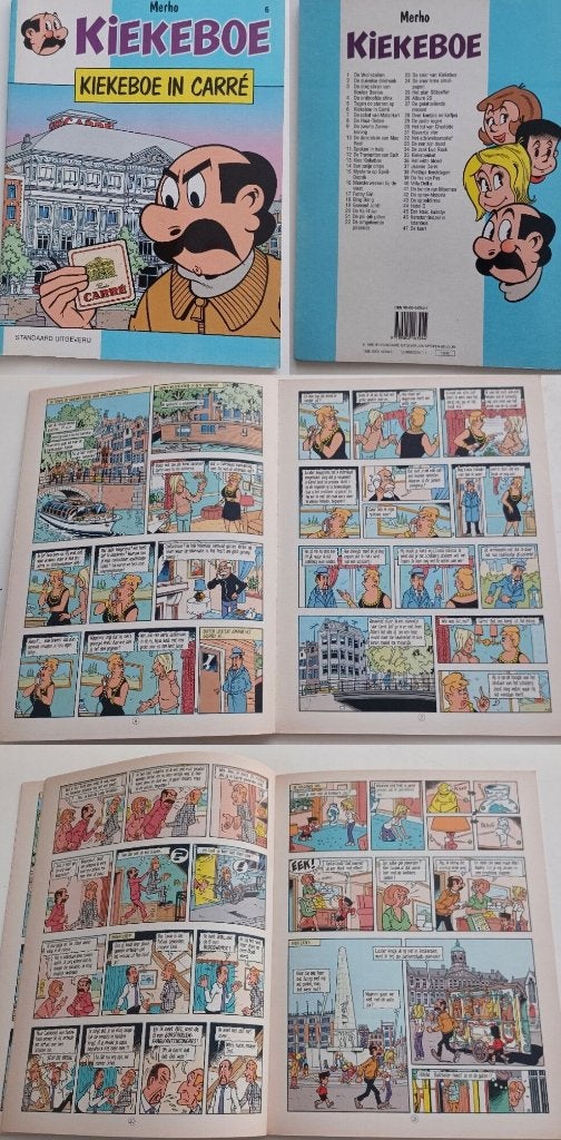 kiekeboe in carre, Boeken, Gelezen, Eén stripboek, Merho, Ophalen of Verzenden