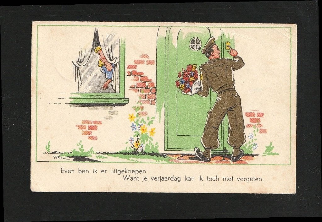 Ansichtkaart militair verliefd illu Pax Steen CC01-19, Ophalen of Verzenden, 1940 tot 1960, Gelopen, Overige thema's