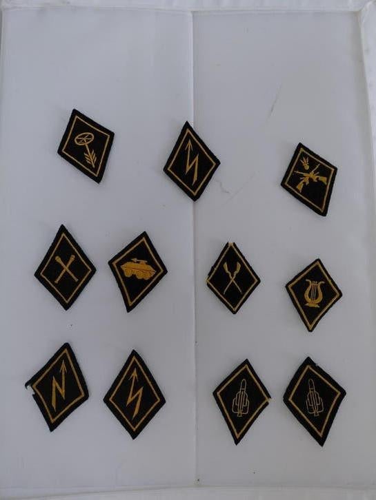 11 Zwitserse halsemblemen/Kragenspiegel, Verzamelen, Ophalen of Verzenden