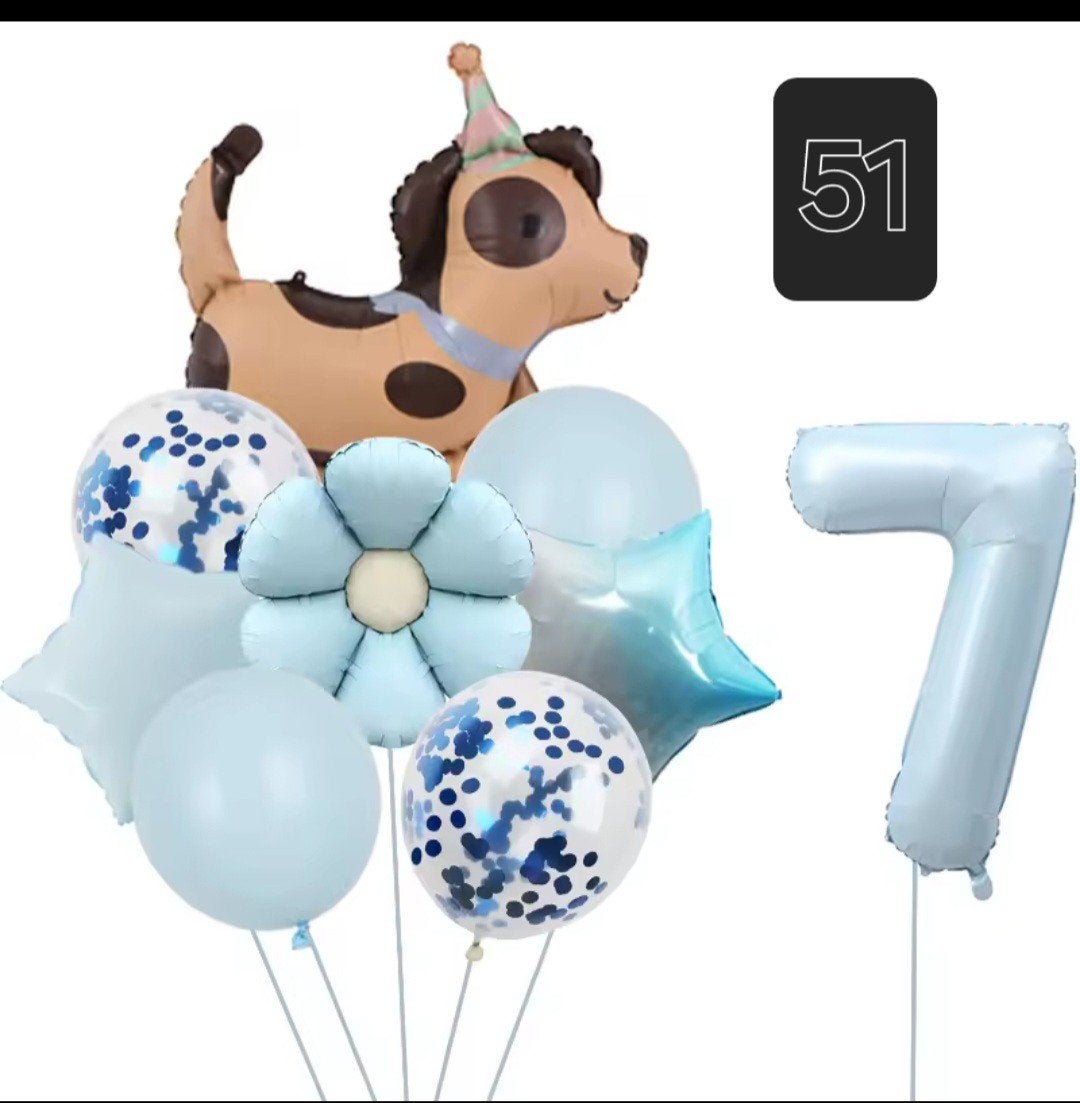 Nieuw Ballonnen Set Hondje en Nummer 7 - Blauw, Ophalen, Nieuw, Versiering, Verjaardag