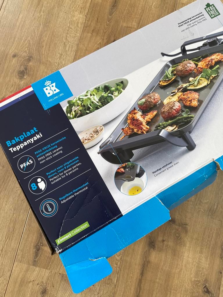 Gourmet Bakplaat - PFAS-vrij & Regelbaar, Ophalen of Verzenden, Nieuw, 8 personen of meer