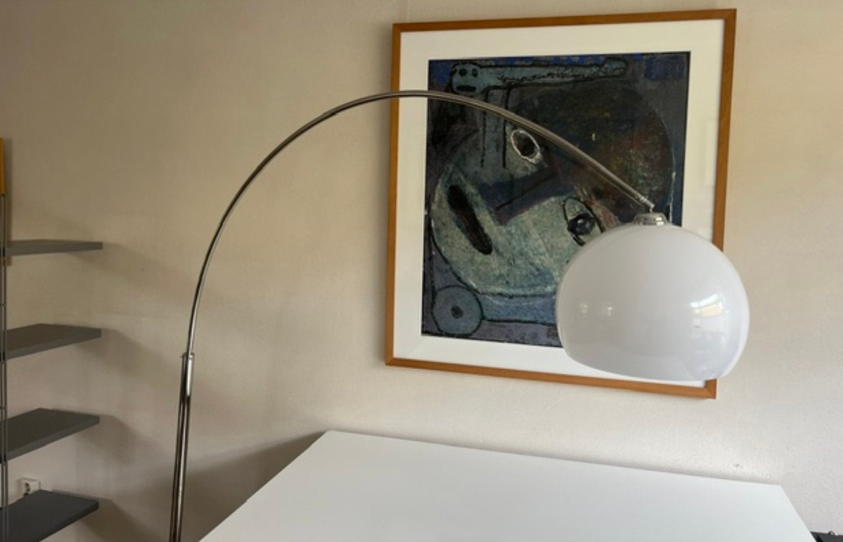 Booglamp met marmeren voet, Huis en Inrichting, Lampen | Vloerlampen, Ophalen, Gebruikt, Overige materialen, 150 tot 200 cm