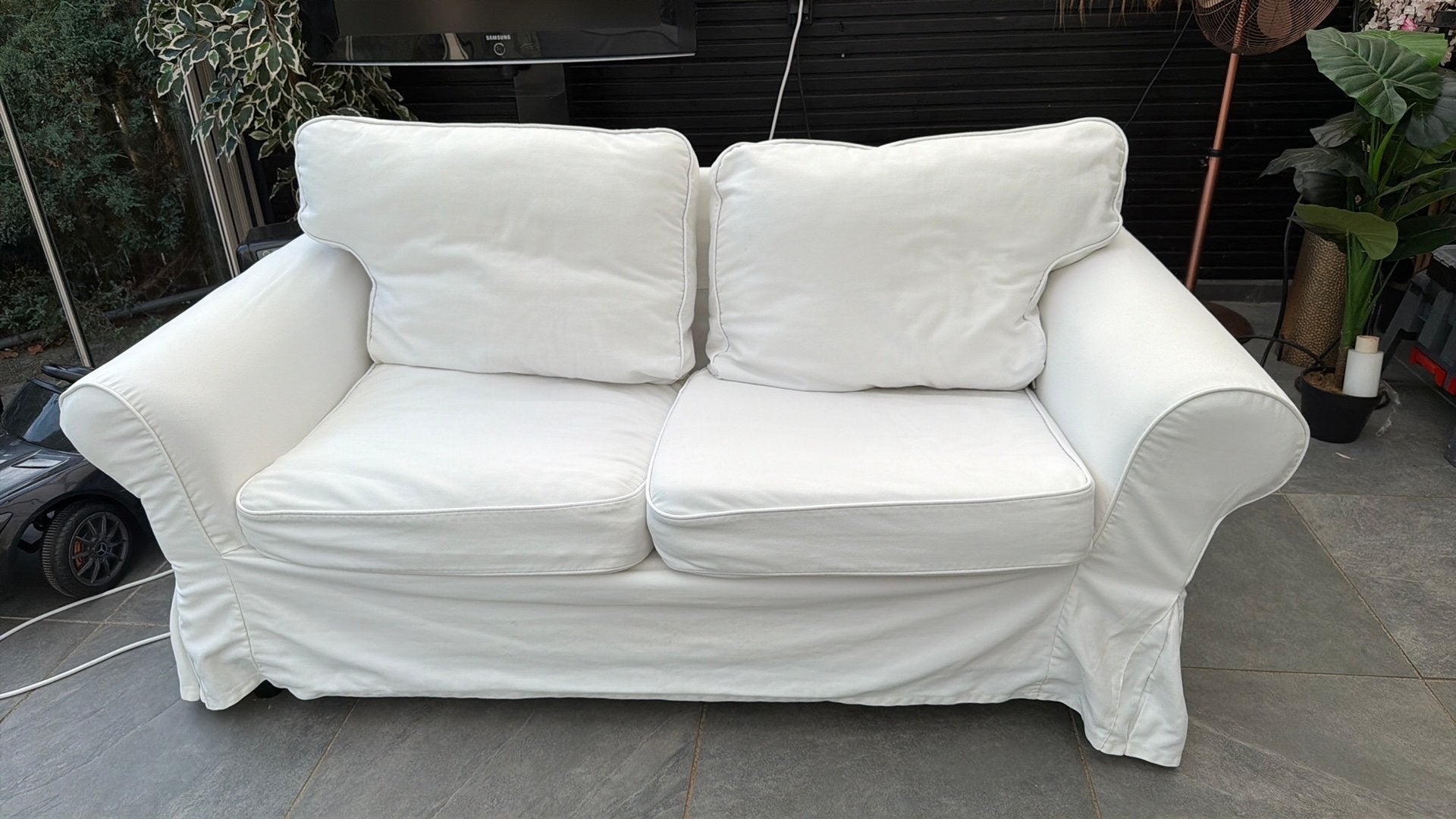 Comfortabele 2zits ektorp ikea bank, Gebruikt, Driepersoons, 75 tot 100 cm, Ophalen of Verzenden