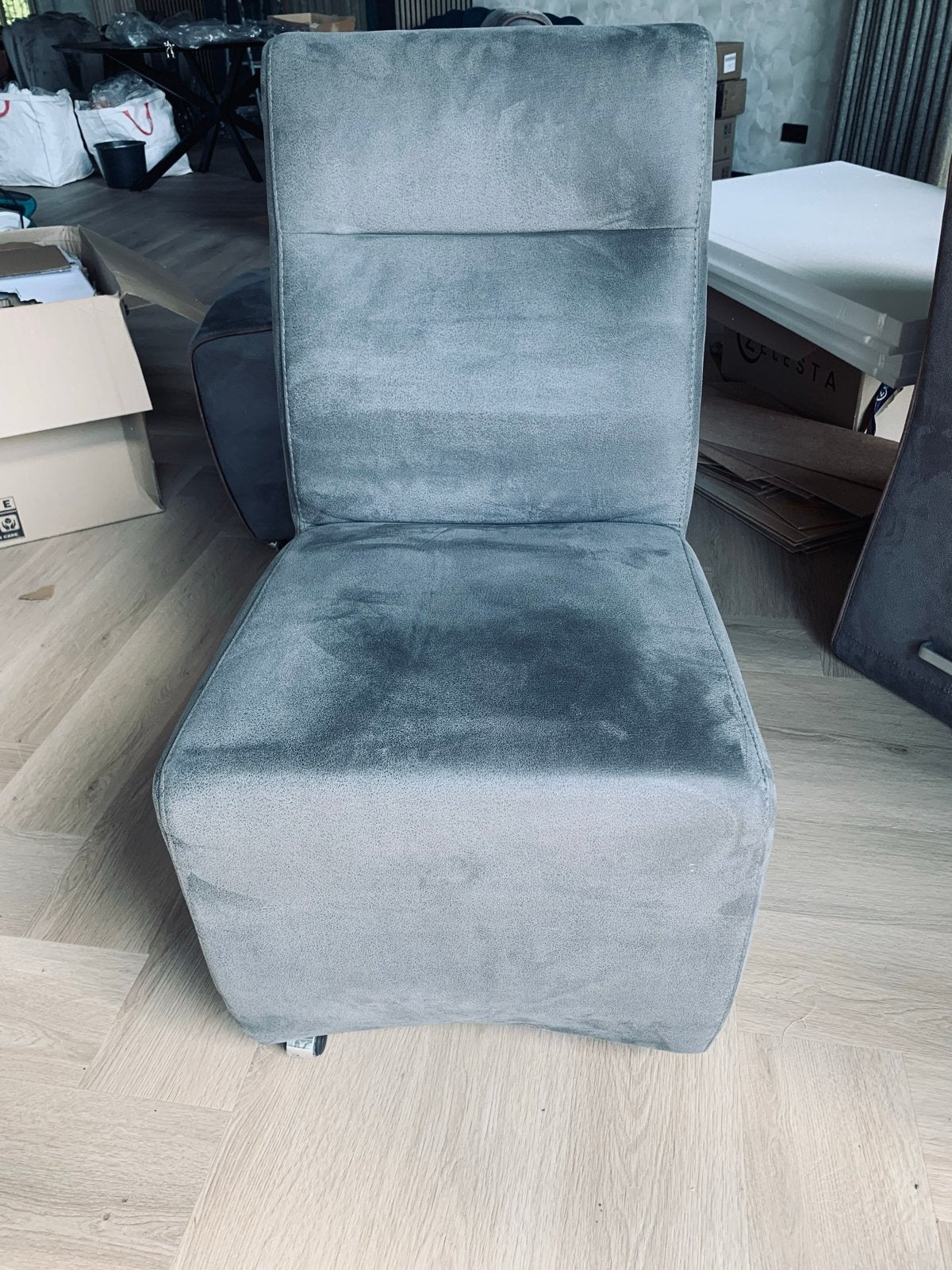 Grijze eetkamerstoelen - 10 stuks, Huis en Inrichting, Stoelen, Ophalen, Gebruikt, Grijs, Vijf, Zes of meer stoelen