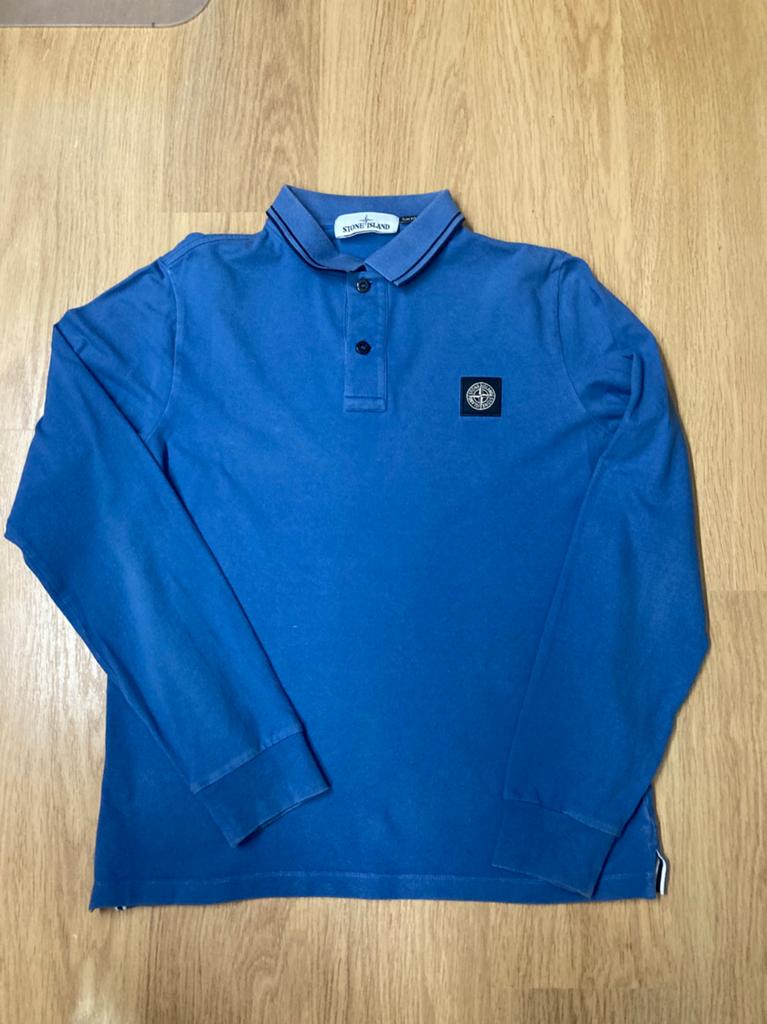Stone Island Longsleeve Polo - M - Blauw - Authentiek, Kleding | Heren, Ophalen of Verzenden, Maat 48/50 (M), Blauw, Stone Island