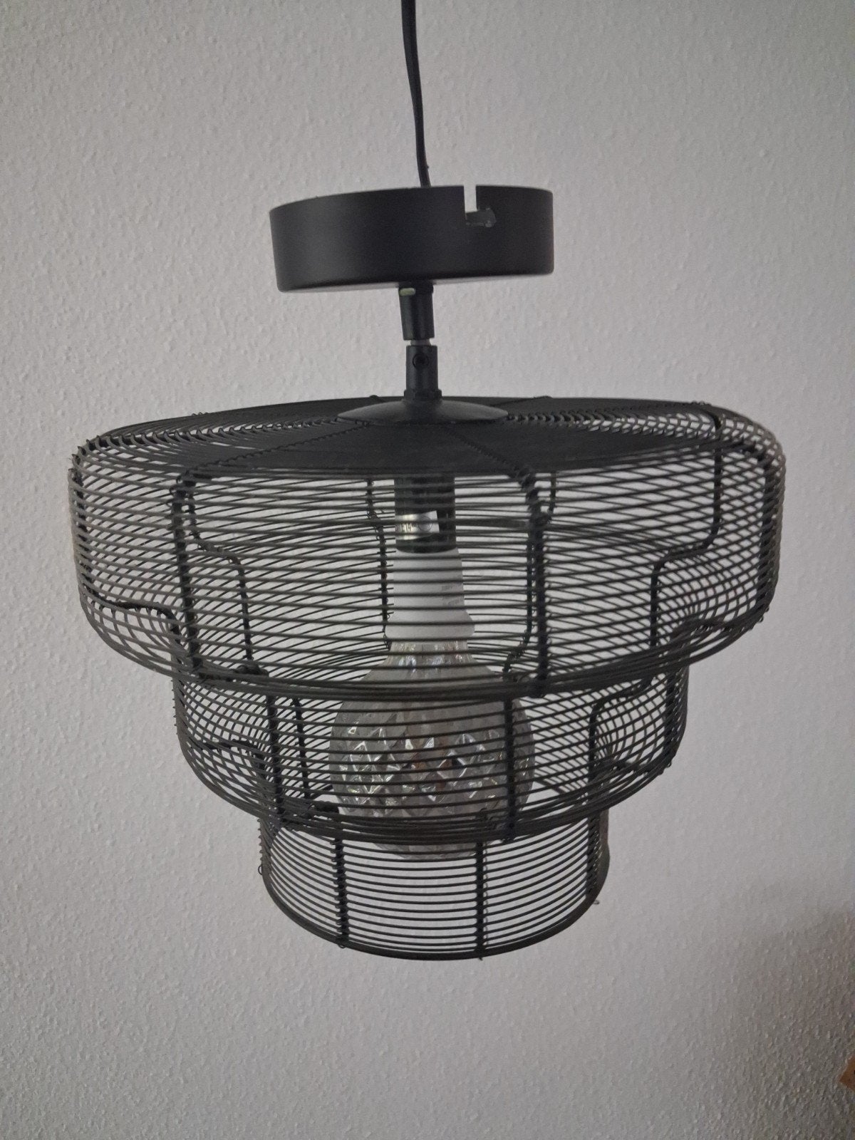 Zwarte draadlamp - Industriële hanglamp, Ophalen, Gebruikt, E27 (groot), Metaal