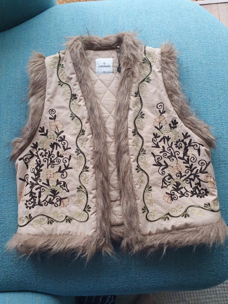 Summum gilet/Bodywarmer mt Mmet Bont en Borduurwerk Maat M, Maat 38/40 (M), Summum, Beige, Ophalen of Verzenden