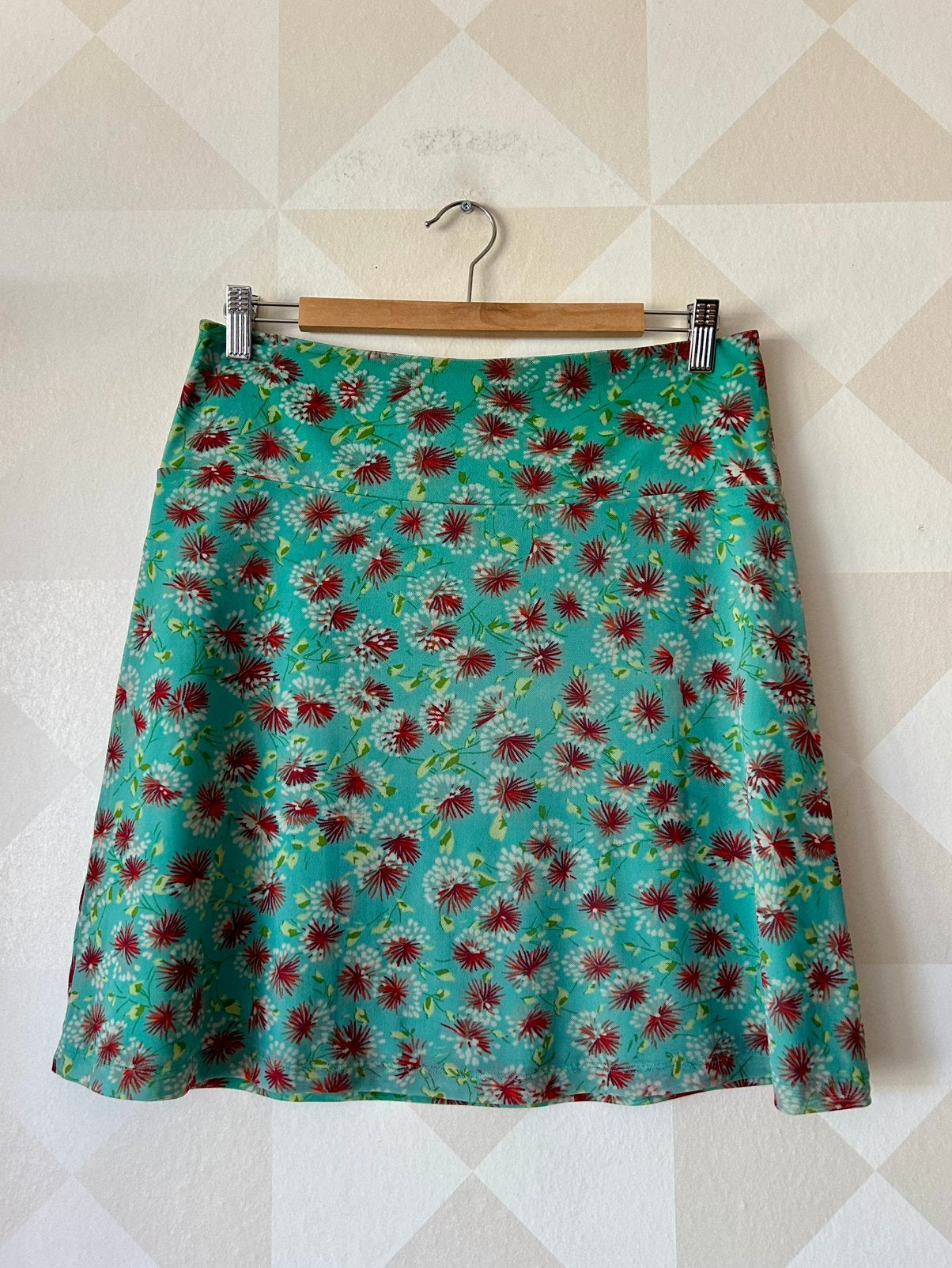 King Louie Border Skirt rok groen rood bloem M/38 zgan, Maat 38/40 (M), Ophalen of Verzenden, Zo goed als nieuw, Knielengte