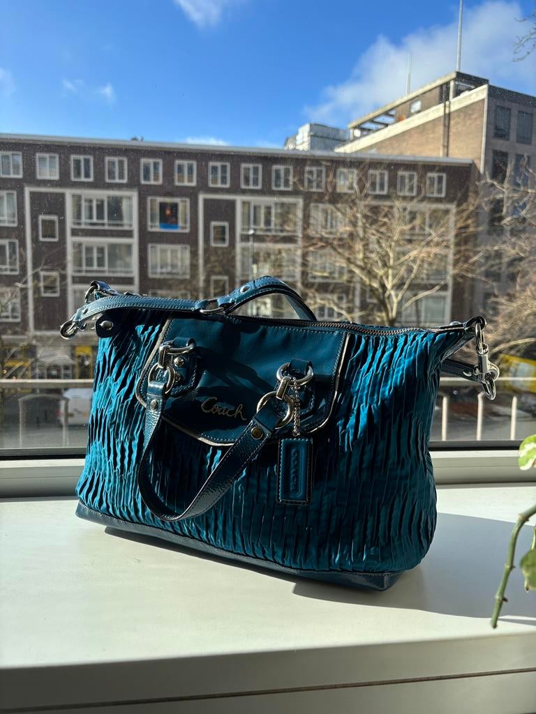 Vintage Coach bag - Goede conditie!, Ophalen of Verzenden, Zo goed als nieuw, Blauw, Handtas