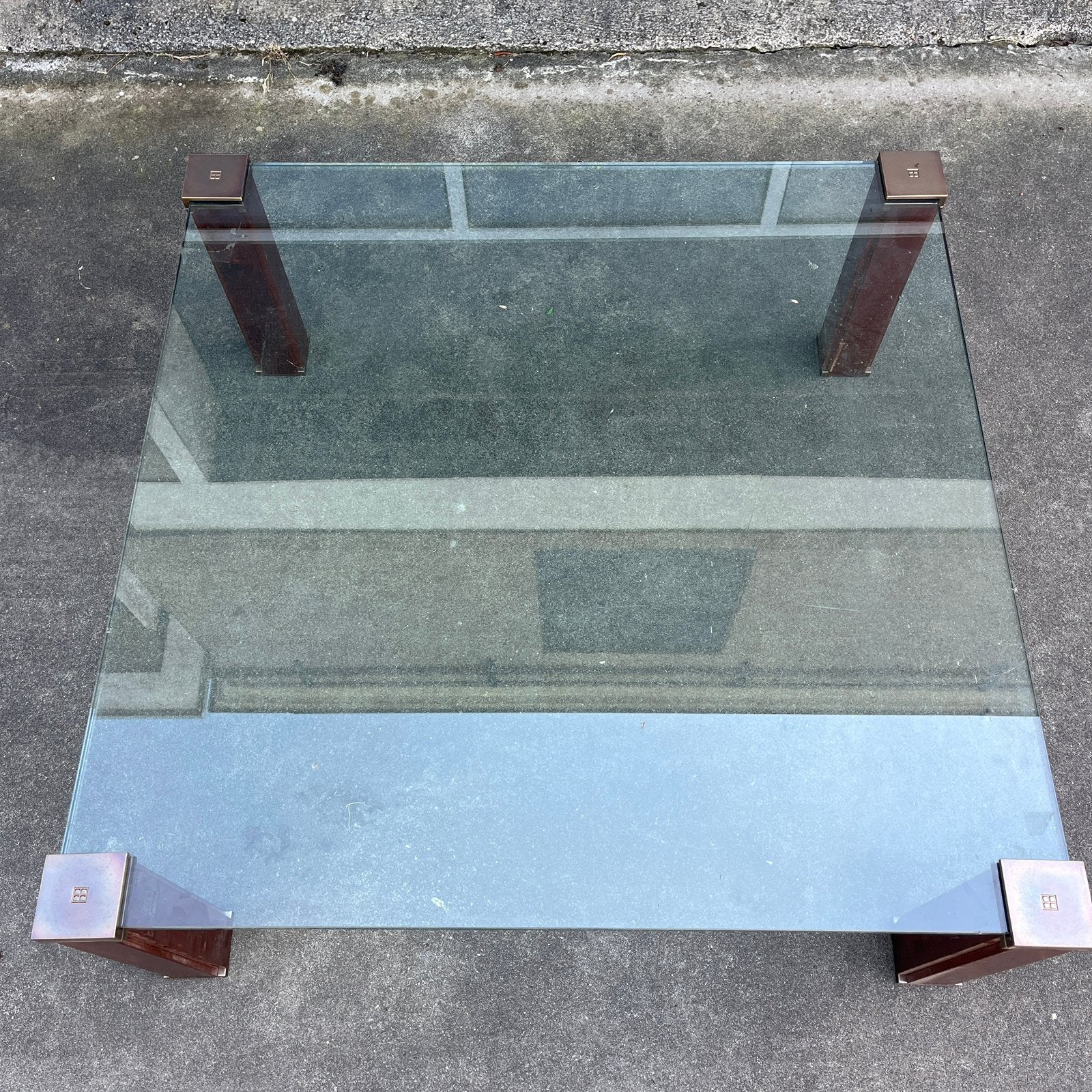 Salontafel messing kersen glas Peter Ghyczy, Huis en Inrichting, Ophalen, Messing, Gebruikt, Kersen
