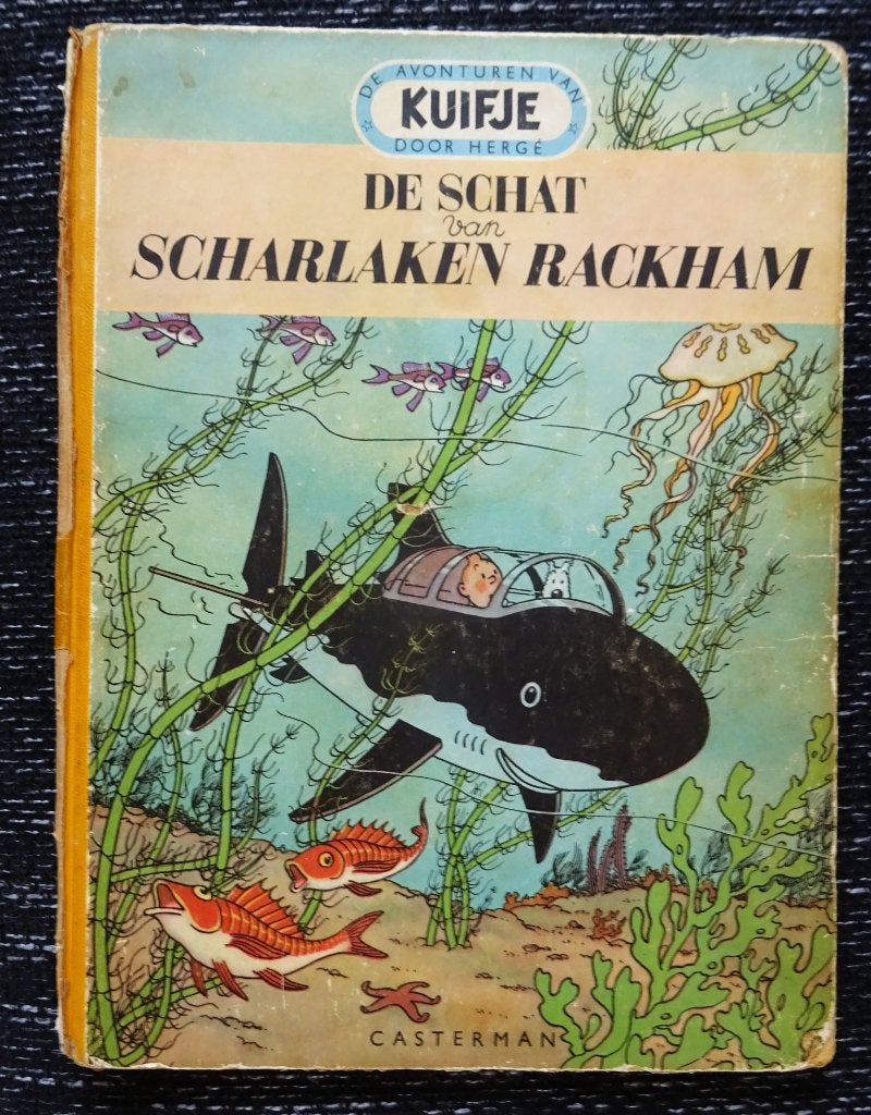 stripboek KUIFJE: DE SCHAT VAN SCHARLAKEN RACKHAM  1952, Eén stripboek, Ophalen of Verzenden, Gelezen, Herge