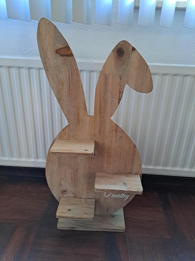 Houten paashaas met plankjes.   Hoogste punt 70 cm, Diversen, Pasen, Ophalen, Zo goed als nieuw