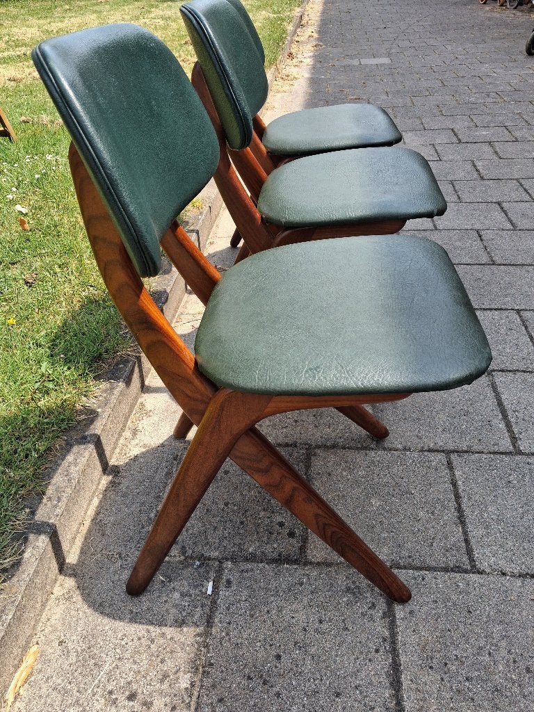 retro 3x louis van teeffelen  model scisser stoelen, Huis en Inrichting, Ophalen, Gebruikt, Overige kleuren, Drie