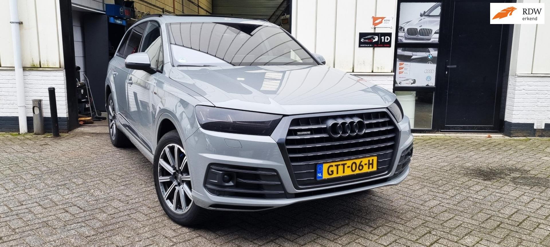 Audi Q7 3.0 TDI quattro S Line/ Panoramadak/ Nardo Grey, Automaat, Gebruikt, Automatische klimaatregeling, Leder