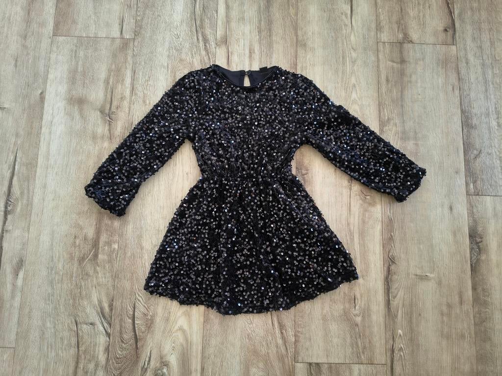 Prachtige zwarte glitterjurk, loafers jurk, feestjurk, 110., Kinderen en Baby's, Kinderkleding | Maat 110, Meisje, Onb, Ophalen of Verzenden
