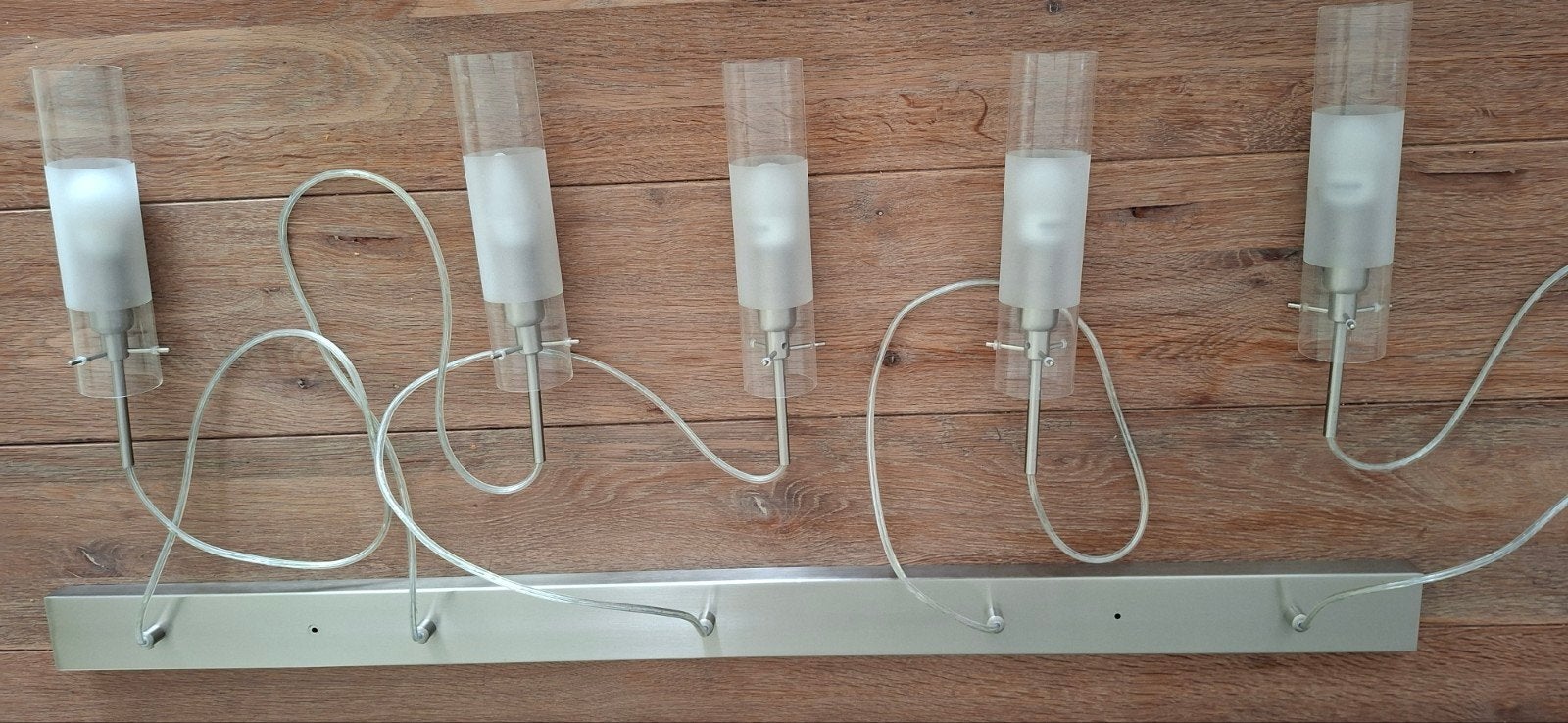 Stijlvolle hanglamp HAMAR 120cm 5-lichts voor eettafel, Ophalen, Gebruikt, E14 (klein), Glas