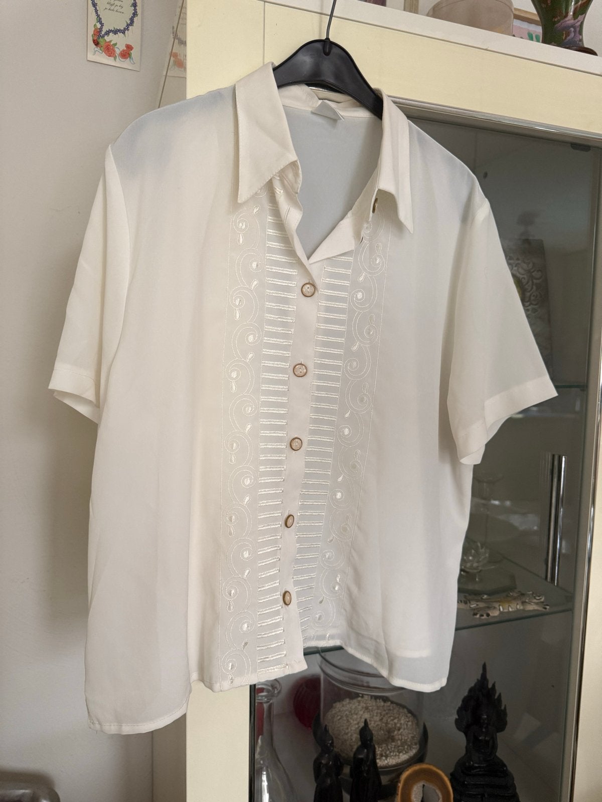 Canda C&A Blouse met korte mouwen en borduursel maat 46, Ophalen of Verzenden, Zo goed als nieuw, Wit, Blouse of Tuniek