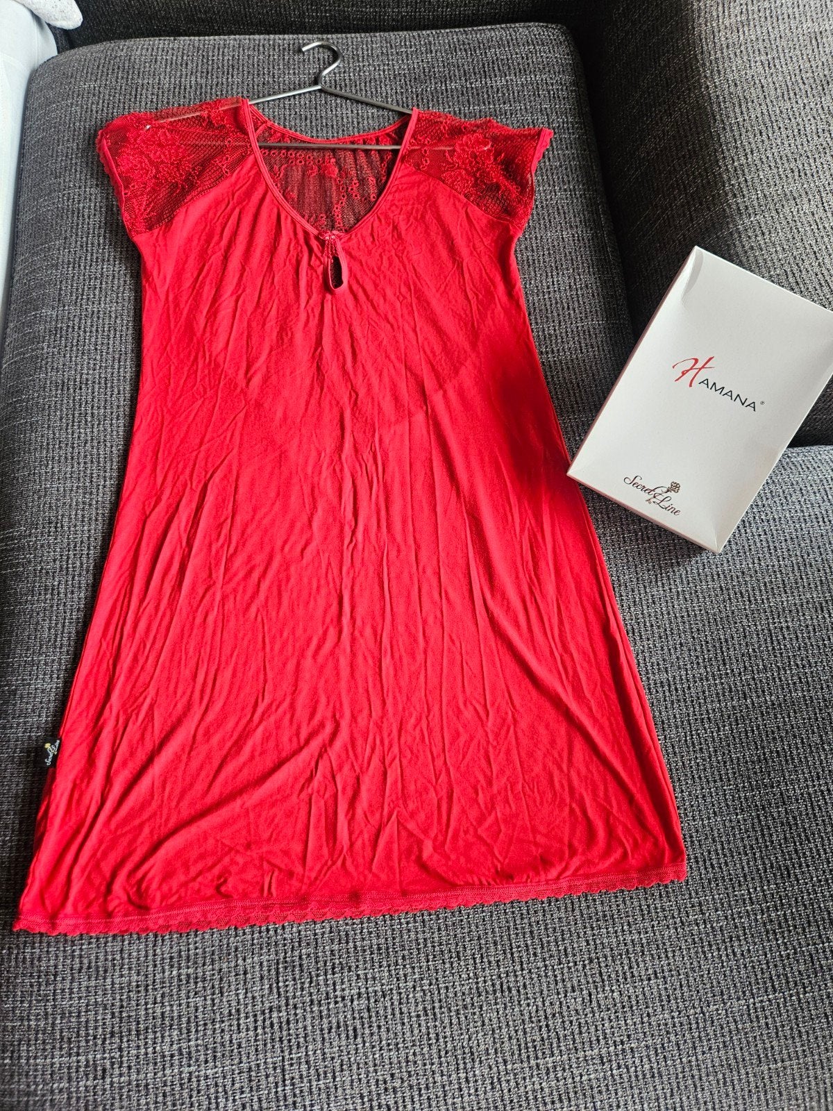 Hamana Rode Night Dress met Kant – L / 40-42 – Nieuw, Hamana, Ophalen of Verzenden, Rood, Nachtkleding