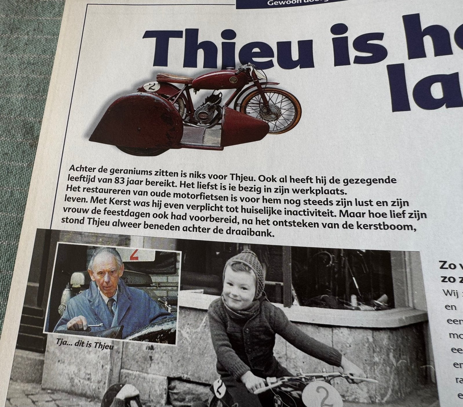 Artikel over Thjeu Cleutjens uit Roermond Vulkaan Schüttoff, Verzenden, Zo goed als nieuw, Motoren