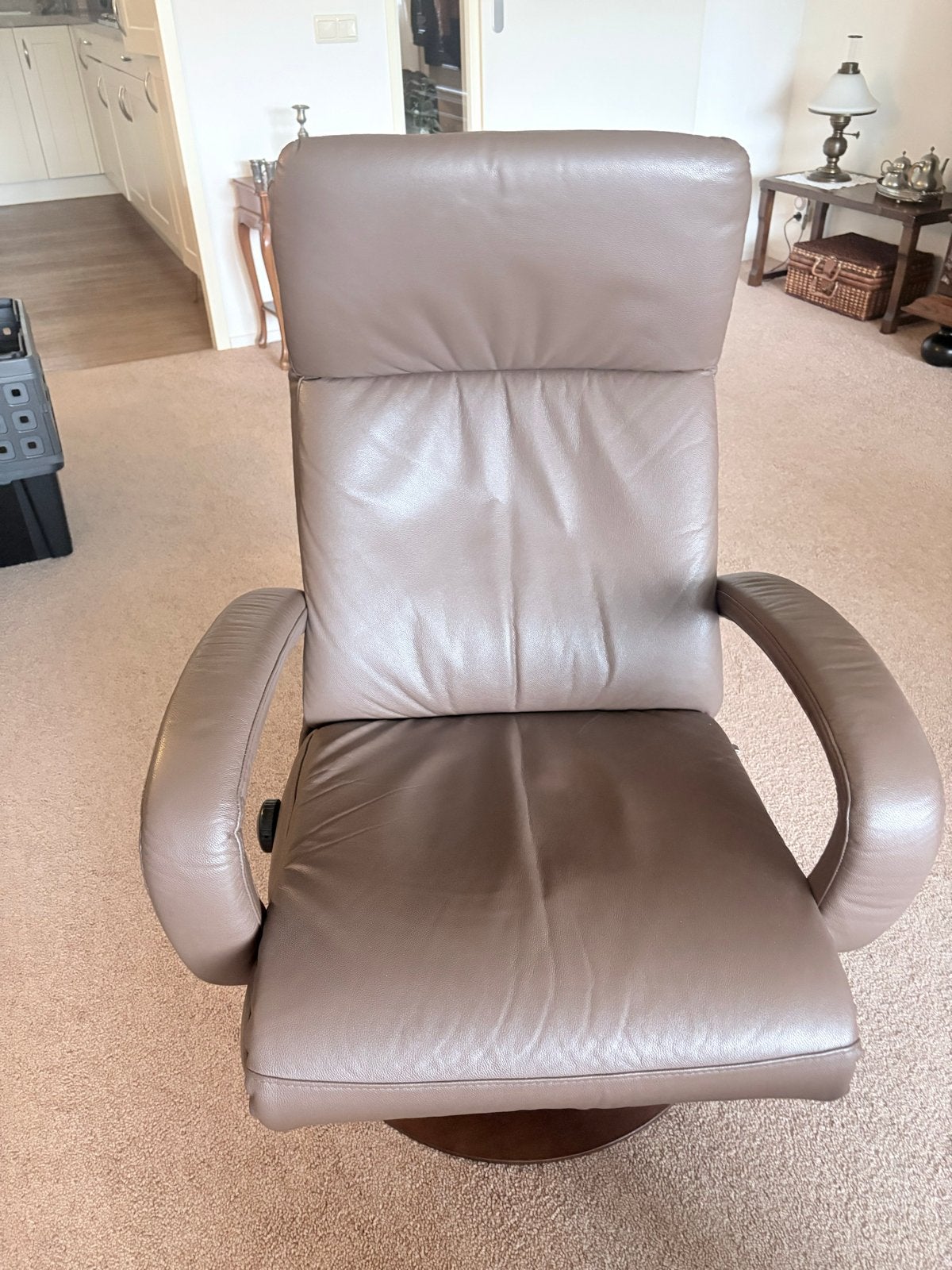 Comfortabele leren relaxfauteuil, Ophalen, Gebruikt, Overige kleuren, Leer