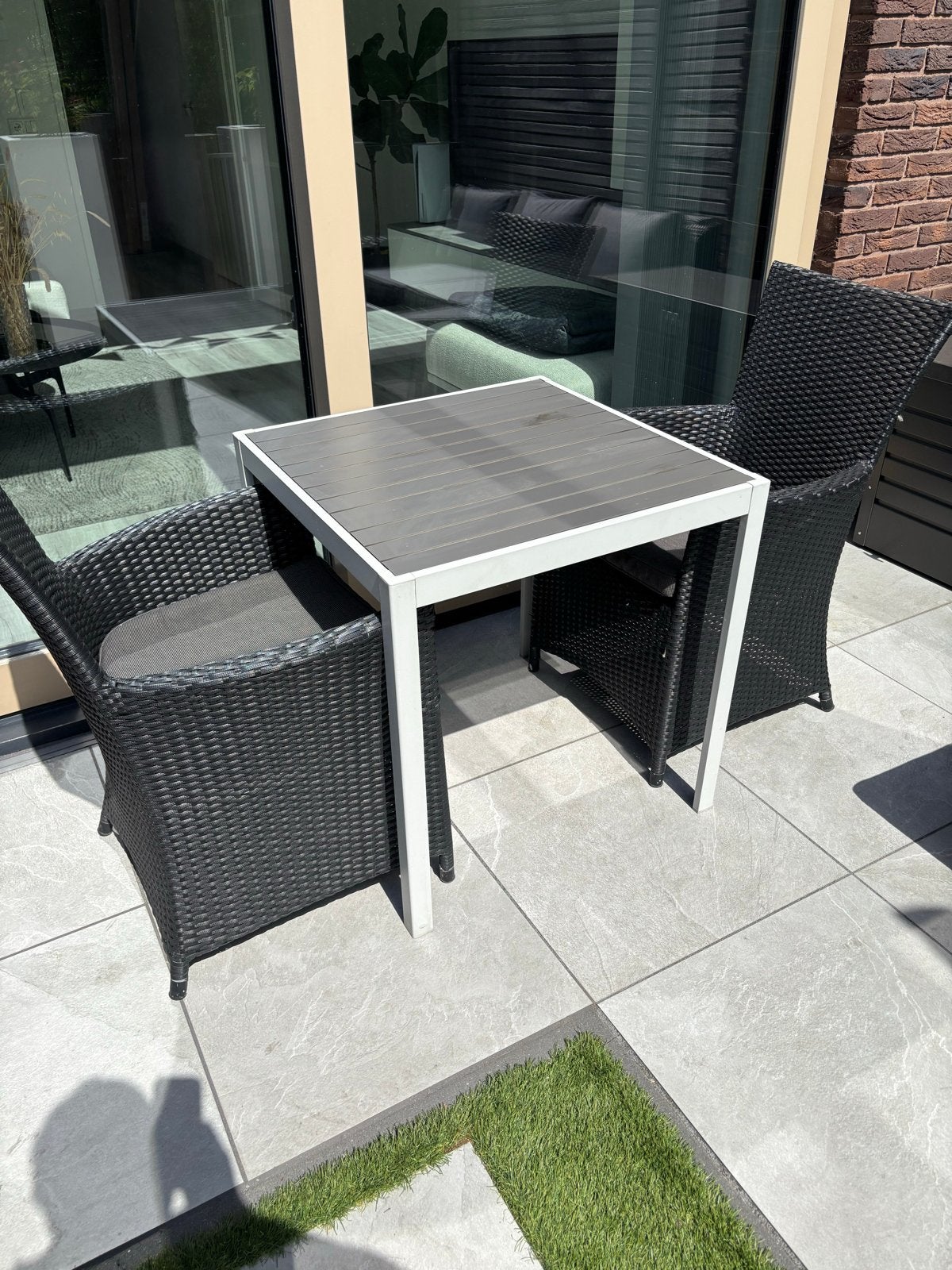 Compacte tuinset met 2 stoelen & tafel SPOTPRIJS VAN €149, Eettafel, Aluminium, Zo goed als nieuw, Tuinset