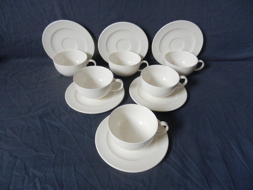 Zes theekoppen & schotels Villeroy en Boch model Tipo Weiss2, Gebruikt, Villeroy & Boch, Ophalen of Verzenden, Modern