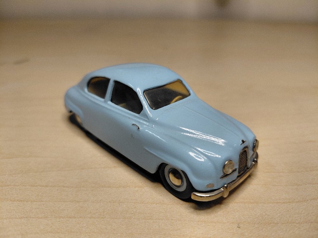 Vintage Saab 92 modelauto - Lichtblauw, Ophalen, Gebruikt, Auto, Overige merken