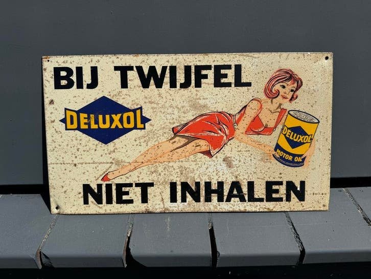 Deluxol oud reclamebord, Verzamelen, Reclamebord, Gebruikt, ., Ophalen of Verzenden