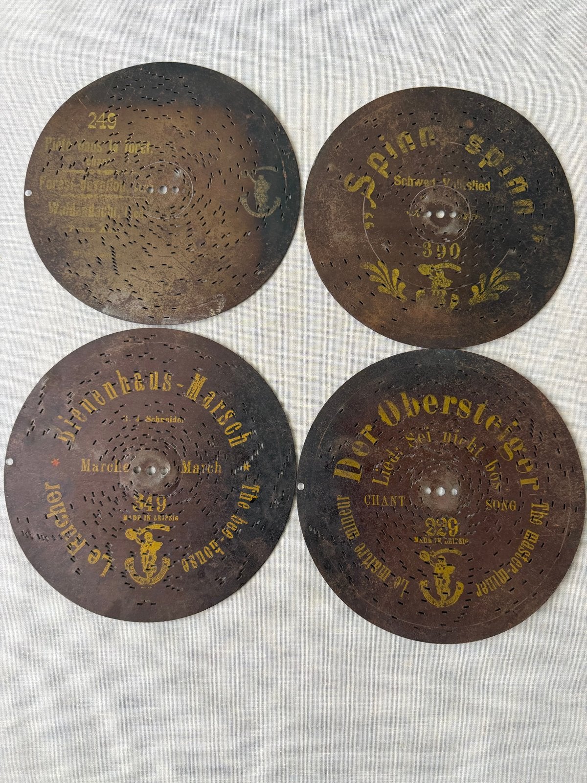 4 Polyphon speeldoosplaten - 20,6 cm, Ophalen of Verzenden