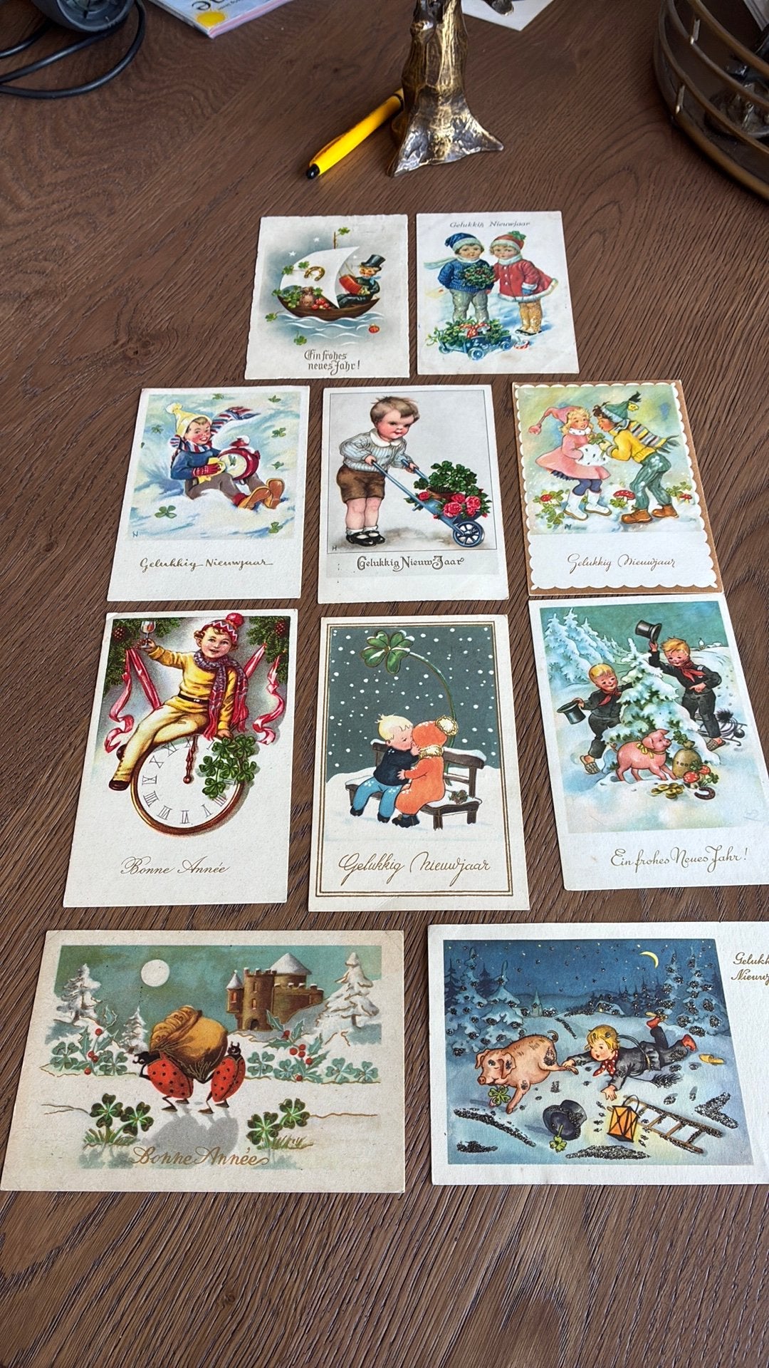 10 kinderkaarten.Nieuwjaar.Kinderen,varken,sneeuw,klaver etc, Ophalen of Verzenden, Kinderen